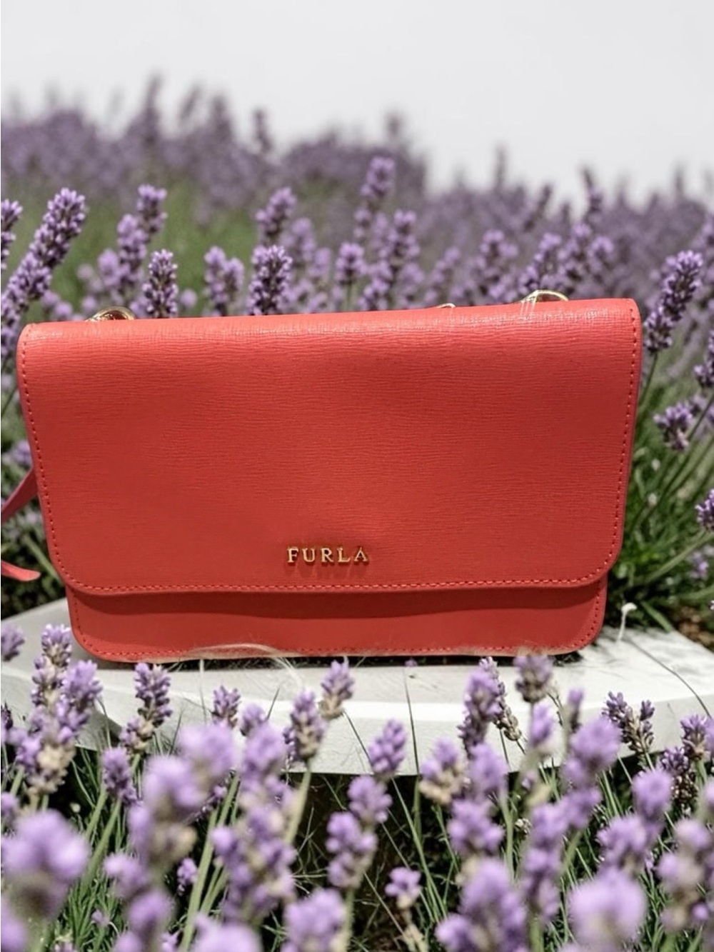 Furla Coral-Red Leather Crossbody